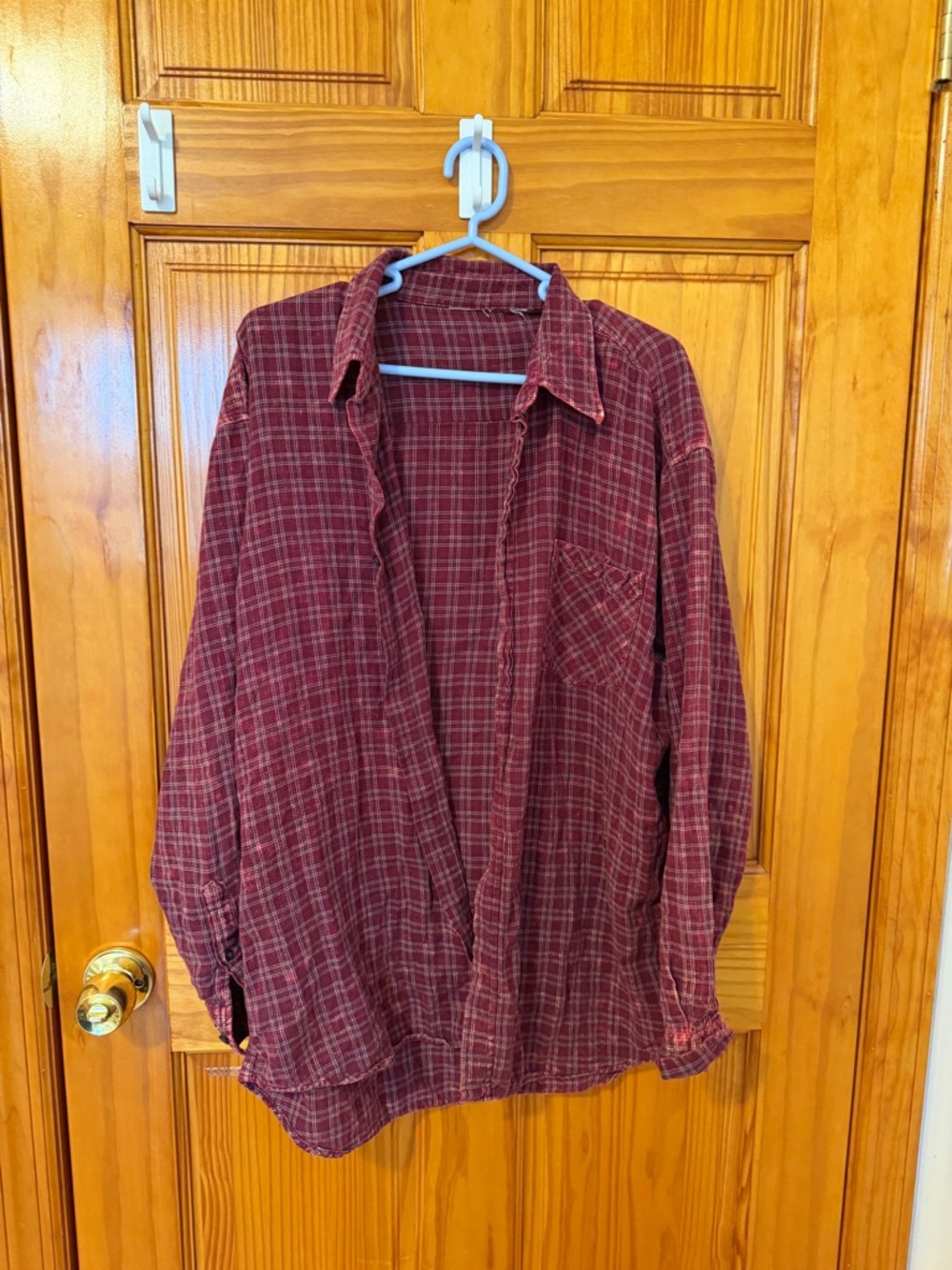 Women's Burgundy Plaid Button-Up Shirt